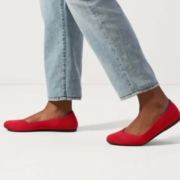 Rothy's The Flat Chili Red Knit Fabric Ballet Flats Shoes Women’s Size 7 - Picture 3 of 10